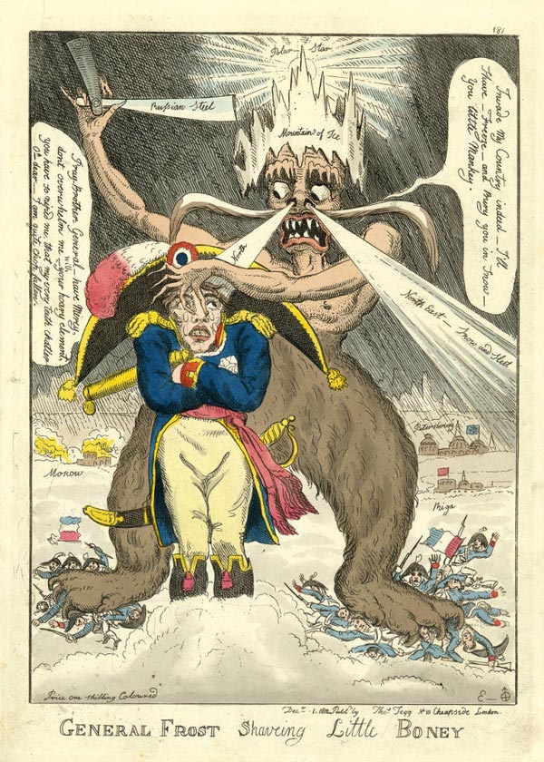 冬将軍を用いた1812年出版の風刺画
