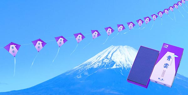 日本香堂の線香「青雲」バイオレット CM 連凧 富士山