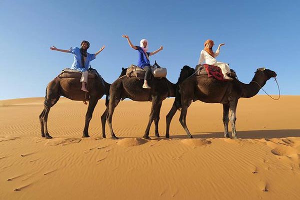 ラクダに乗ってサハラ砂漠ツアー