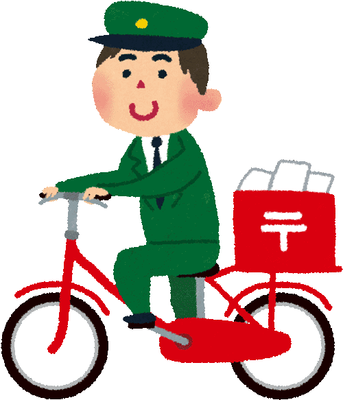 自転車に乗る郵便配達員